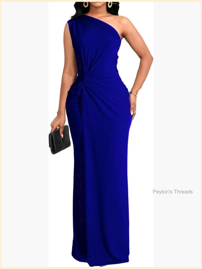 Sleeveless One Shoulder Bodycon Maxi Dress Formal Evening Party Prom